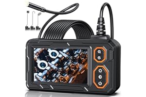 PLOSTWR Endoscope Camera with Light, 4.3" Inspection Camera, 1920P HD Borescope with 8 LED Lights, IP67 Waterproof Snake Sewer Tools, 16.4ft Semi-Rigid Drain Endoscope Cool Gadget (Orange)