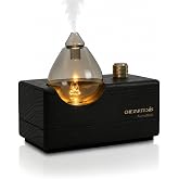 chezArtemis Black Obsidian waterless Oil Diffuser &amp; Aromatherapy Diffuser | Smoky glass mist chamber &amp; Wood body, Up to 10 day battery, Plastic &amp; BPA free, Retro aesthetic design, Gift for home