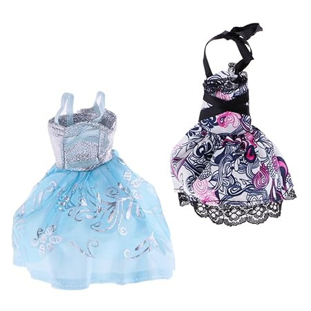 Baoblaze 2 Stück Puppenkleider Spitzenkleid Kleidung Outfit für Monster High Puppe Zubehör