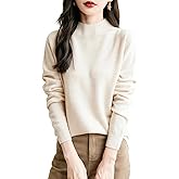 Chanyarn Women's 100% Merino Wool Seamless Sweater Mock Neck First-Line Ready to Wear Long Sleeve Knitted Pullover Tops