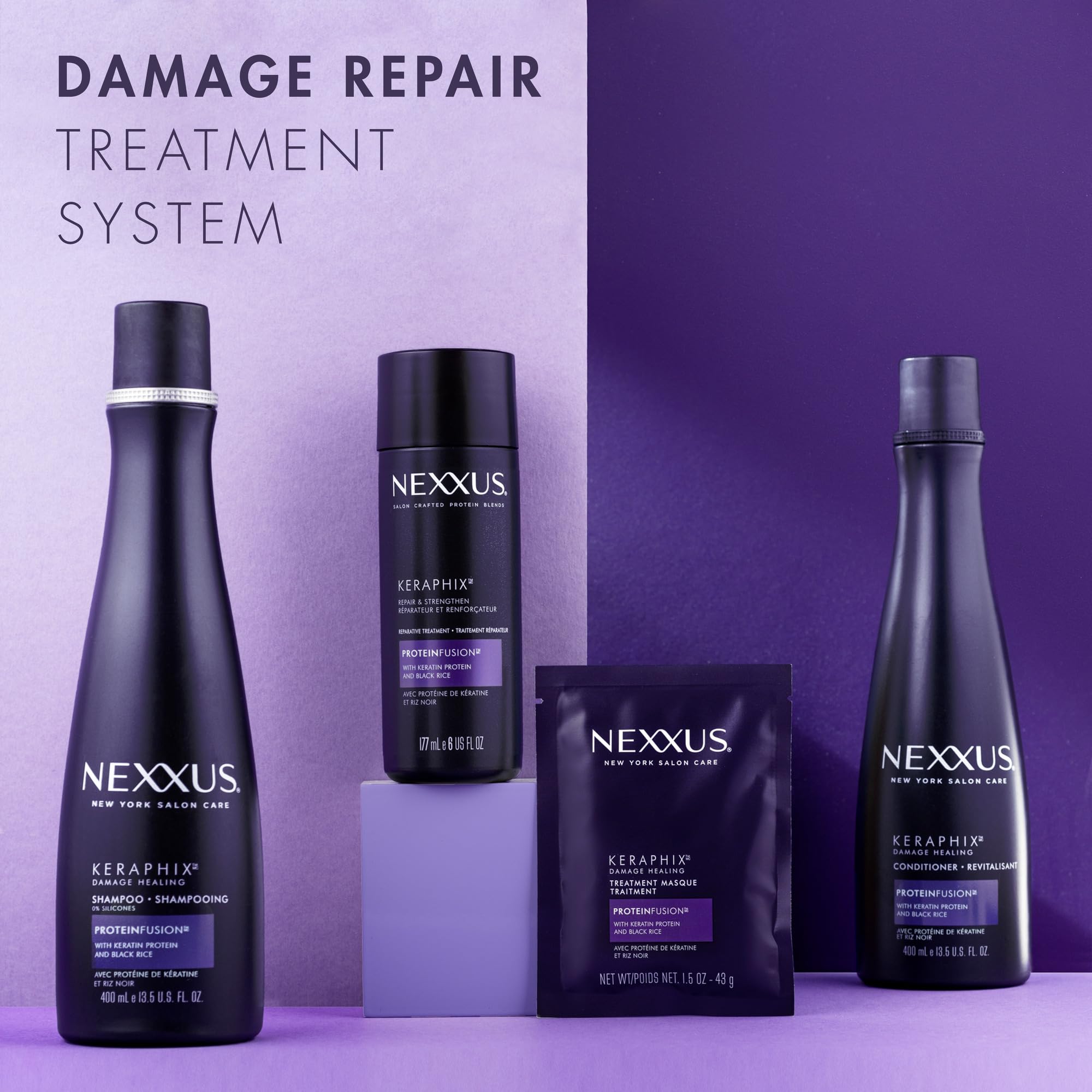 Nexxus Keraphix Pre-Wash Treatment Cream for Damaged Hair, 6 oz | With Keratin Protein | & Black Rice | Damage Repair