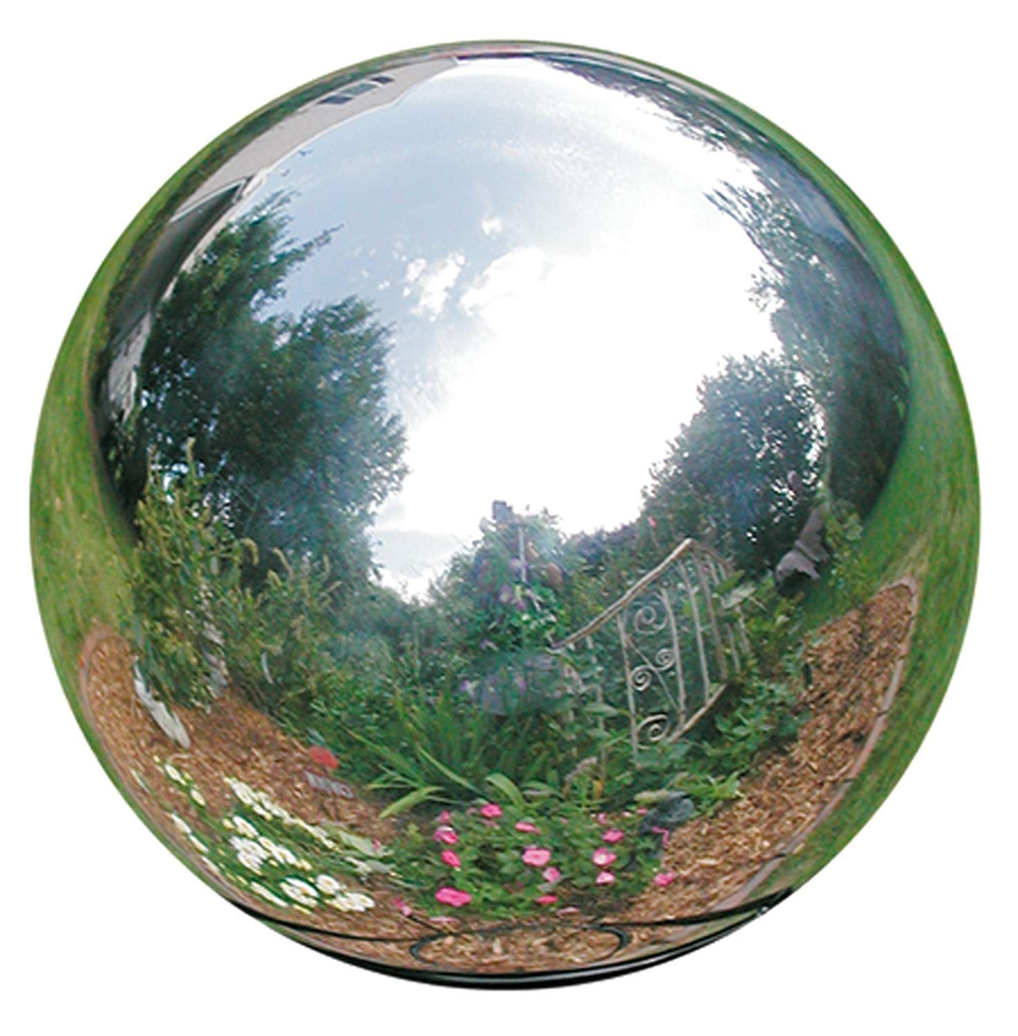HomDSim 15 cm/6 inch Diameter Gazing Globe Mirror Ball,Silver Stainless Steel Polished Reflective Smooth Garden Sphere,Colorful and Shiny Addition to Any Garden or Home