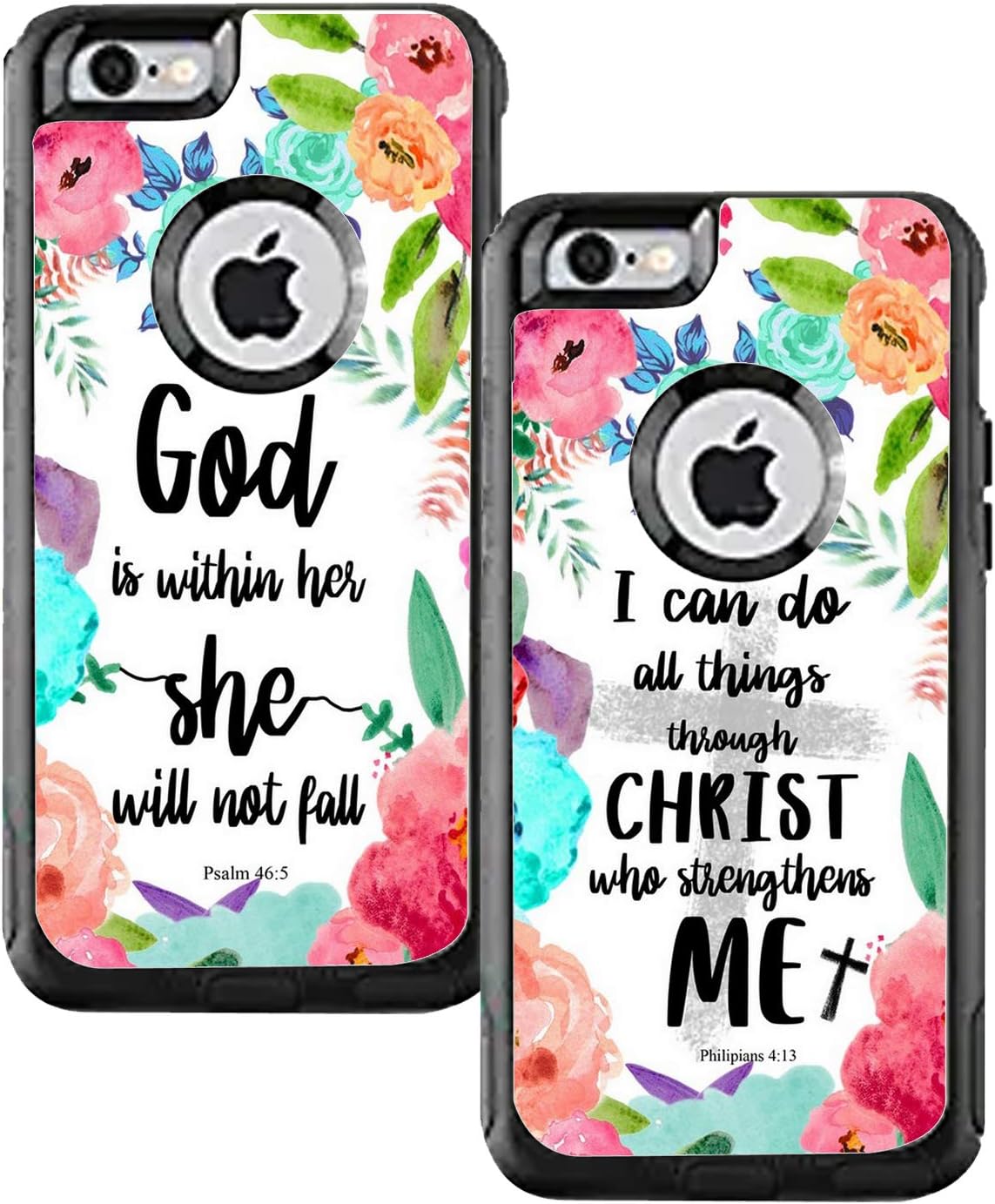 Teleskins Protective Designer Vinyl Skin Decals/Stickers for Otterbox Commuter iPhone 6 Plus/iPhone 6S Plus Case - I can do All Things Through Christ and God is Within Her Pattern [Pack of 2 Skin]