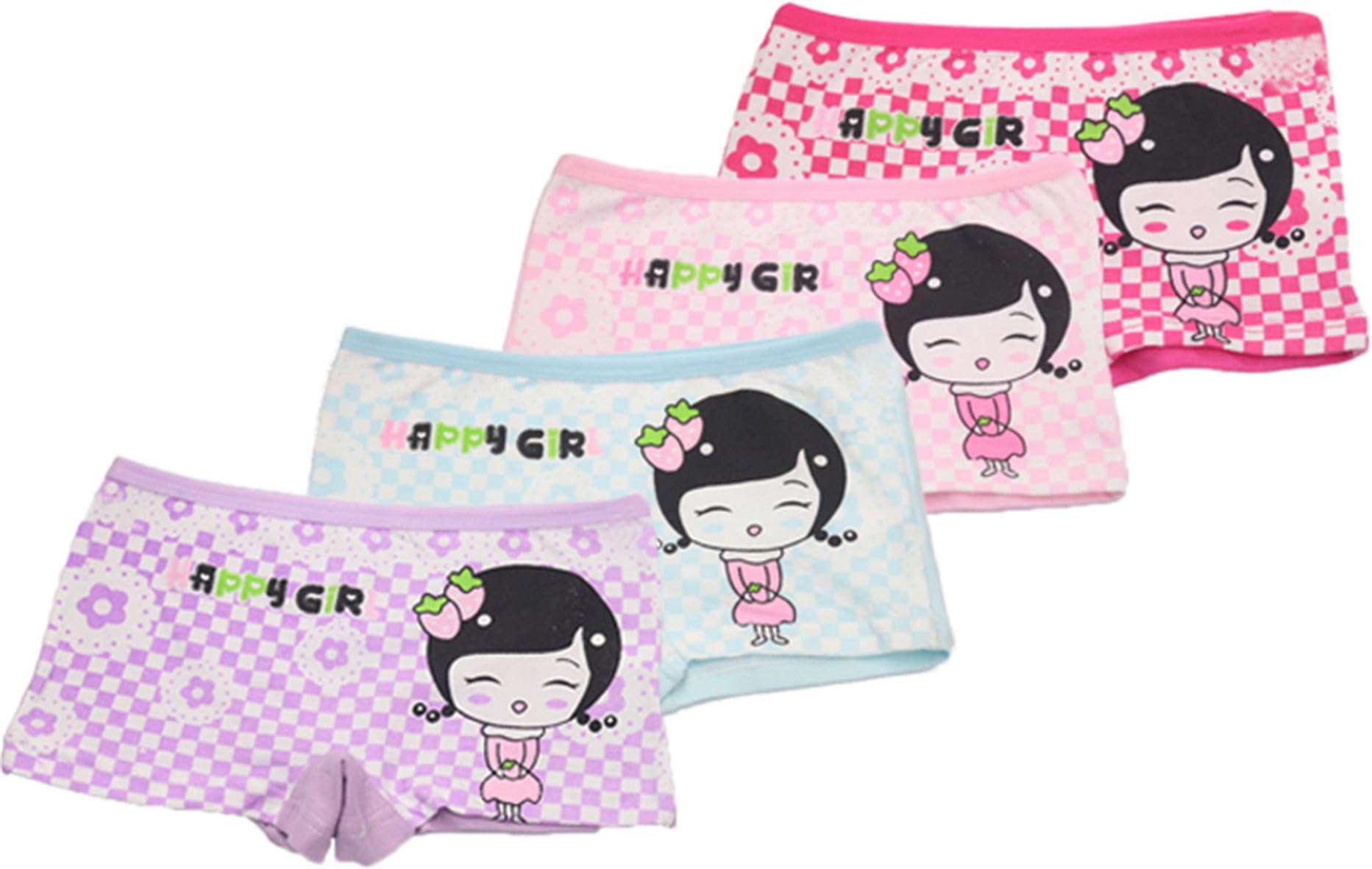 FAIRYRAIN Little Girls Kids Baby Toddler 4Pcs Happy Giril Boyshort Underwear Boxers Briefs Panties