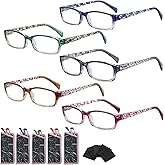 Suertree Reading Glasses for Women, 5 Pack Blue Light Blocking Computer Ladies Readers Men with Spring Hinge +0.5x