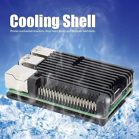 Carcasa de enfriamiento, precisa Carcasa de disipación de Calor de aleación de Aluminio Cubierta del alojamiento del disipador térmico con Doble Ventilador para Raspberry Pi 4 Modelo B Negro