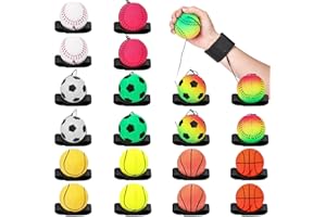 Skylety Wrist Return Ball Wrist Band Ball 2.48 Inch Rubber Rebound Sports Bouncy Basketball Baseball Soccer Wristband Toys for Exercise Sports and Children or Adults for Fun