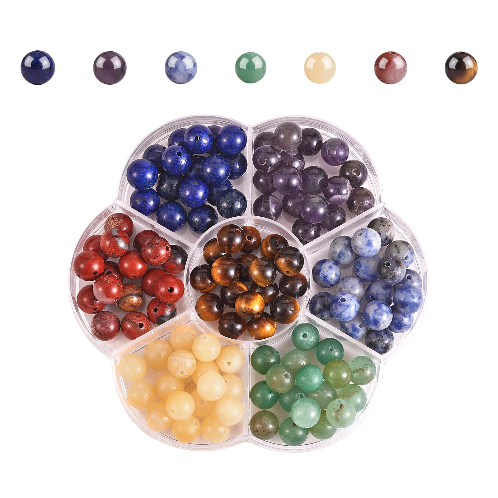 WEWAYSMILE 140pcs 8mm Round Loose Stone Beads, Exquisite Mix Jade Beads, Colorful Gemstone Stone Round Bead, for Jewelry Making DIY Crafts Supplies