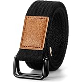 JASGOOD Men Canvas Double Ring Belt Plus Size Men Cloth Casual Belt for Jeans Pants