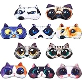 10 Pack Funny Blindfold for Party Game Sleep Masks, Animal Cat Dog Eye Mask | Party Game Blindfolds, Bulk Set, Soft Eye Cover, Fits Men Women, Fun Gift,Adjustable Strap