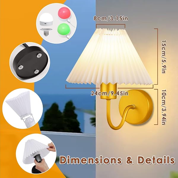 MODERN WALL SCONCES SET OF 2, WIRELESS BATTERY OPERATED WALL SCONCES, 2 PACK NO WIRING PLUG IN WALL LAMP WITH RGB SMART BULB, EASY INSTALL PORTABLE WALL LIGHT FOR BEDROOM, LIVING ROOM (GOLD)