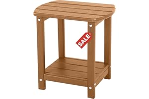 GARDENSTAR Adirondack Square Outdoor Side Table,2-Tier Storage Patio Side Table, HDPE End Tables for Backyard Pool Porch Garden Lawn BrownRed