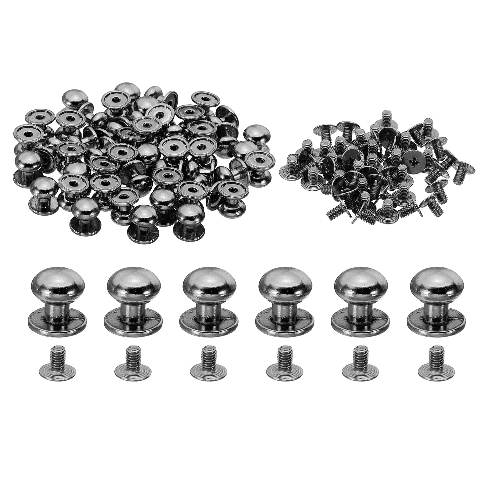 PATIKIL 10mm Leather Rivets, 30 Sets Round Button Head Studs Metal Screw Studs Posts Chicago Screws Rivet for Clothing Leather Crafts, Black