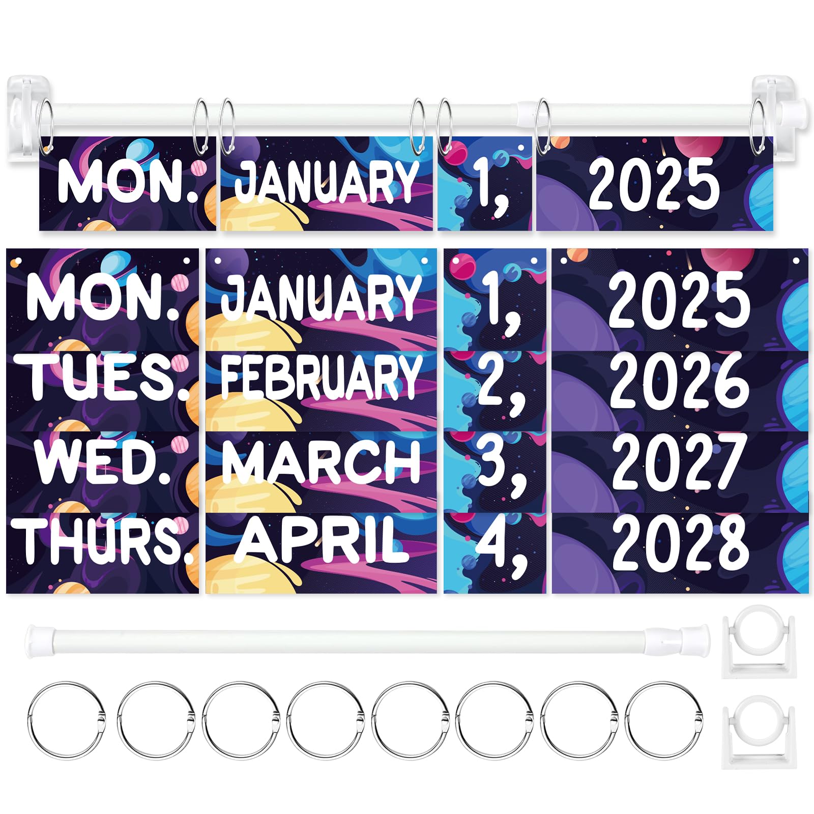Photo 1 of Space Flip Calendar for Classroom with Adjustable Holder?Flip Calendar with 54 Date Cards for Home Elementary Kindergarten Classroom Decor