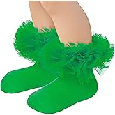 Zando Toddler Ruffle Socks for Girls 1-10 Years - Cotton Tutu Socks with Puffly Lace Frilly Edge Cute for Photos