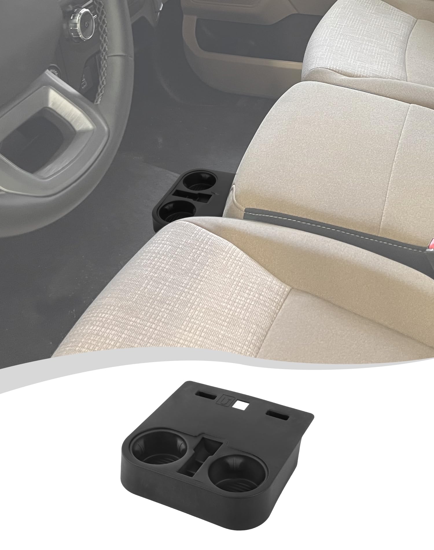 Photo 1 of Hoolcar Front Console Cup Holder Compatible with Ford F150/F250/F350/F450 2021-2025, Center Cup Holder Under Front Seat Bottom, Black