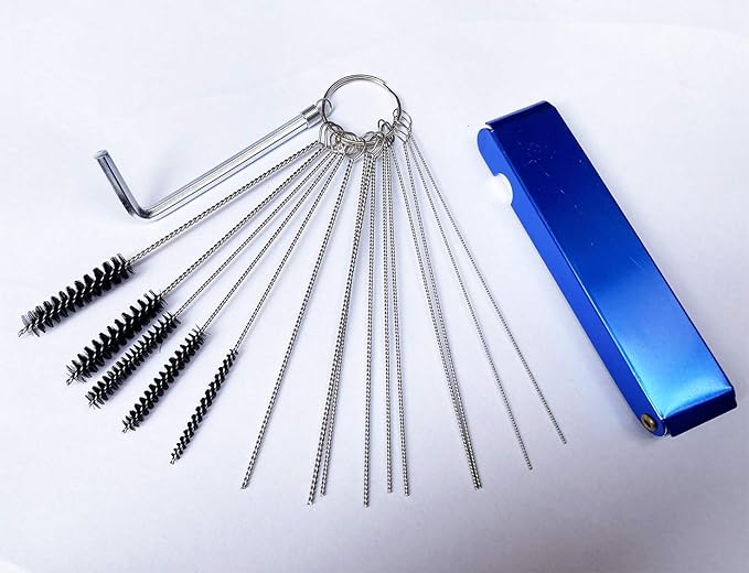 LUOJIA Carburetor Jet Cleaning Tool Set 10 Cleaning Needles 5 Nylon Brushes Fit for ATV
