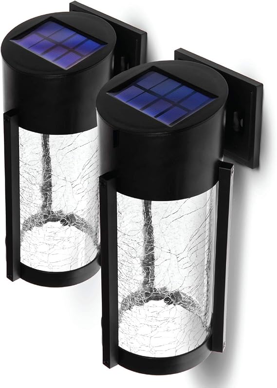 Home Zone Security Decorative Solar Wall Lights Outdoor Crackle Glass