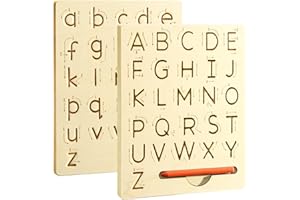 hzsshb Wooden Letters Practicing Board,Reusable Handwriting Alphabet Tracing Board Double-Sided Toddlers and Preschool Gifts Learning Toys Learning to Write ABC for Kids Ages 3-8