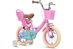 Glerc Maggie Girls Bike, 12-20 Inch Kids Bike for 2-13 Years Old Children, Princess Style Kids Bicycle with Doll-Seat & Basket & Training Wheels, Multiple Colors