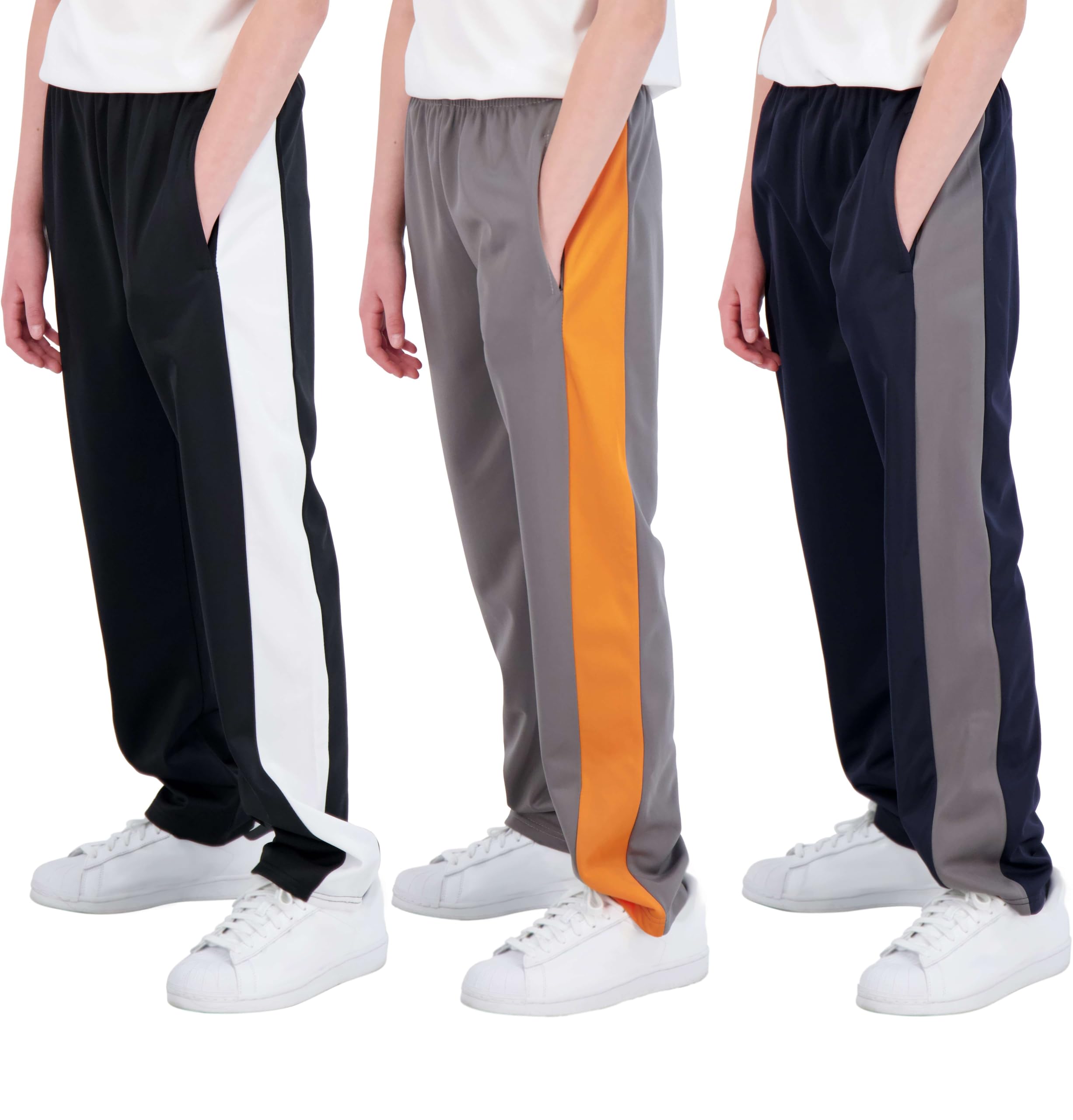 Photo 1 of *** PARTIAL SET *** 3 Pack: Boys Active Tricot Sweatpants Track Pant Basketball Athletic Fashion Teen Sweat Pants Soccer Casual Lounge Open Bottom Fleece Tiro Activewear Training -Set 6,M (10-12)