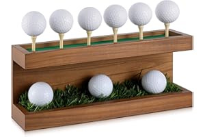 Menkxi Rustic Wood Golf Ball Holder 12.5 x 3 Inch Wall Mounted Vintage Display Stand Floating Shelf with Golf Tees for Christmas Storage Party Decor Supplies