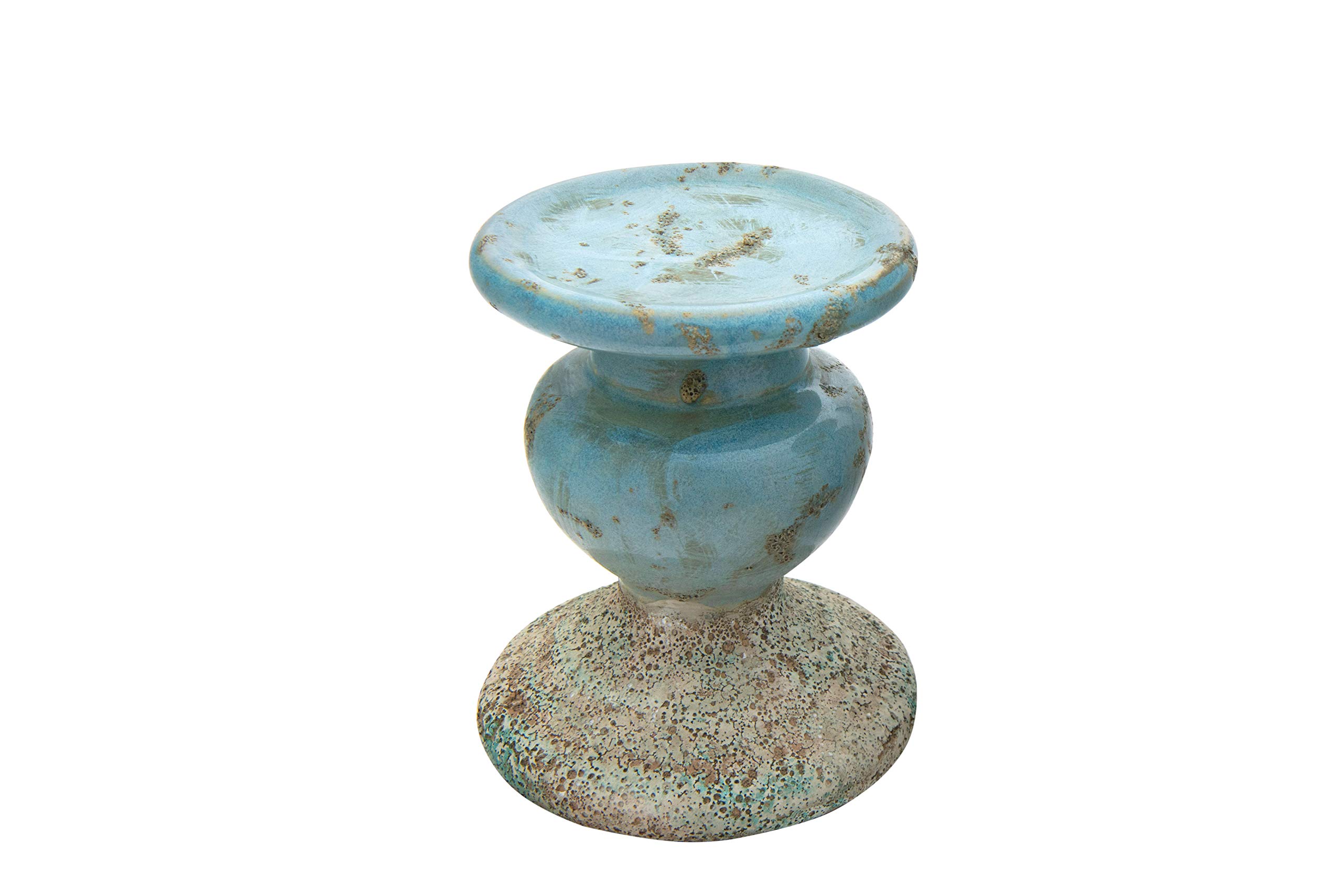 Creative Co-Op Distressed Blue Terracotta Pillar Candleholder