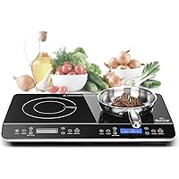 Duxtop LCD Portable Double Induction Cooktop 1800W Digital Electric Countertop Burner Sensor Touch Stove, 9620LS/BT…