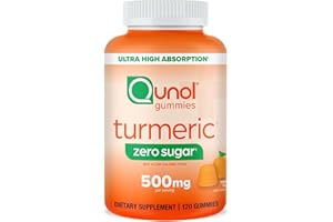 Qunol Zero Sugar Turmeric Gummies, Gummy with 500mg Turmeric Curcumin, Joint Support Supplement, Ultra High Absorption Tumeric Curcumin, Vegetarian, Gluten Free, 120 Count
