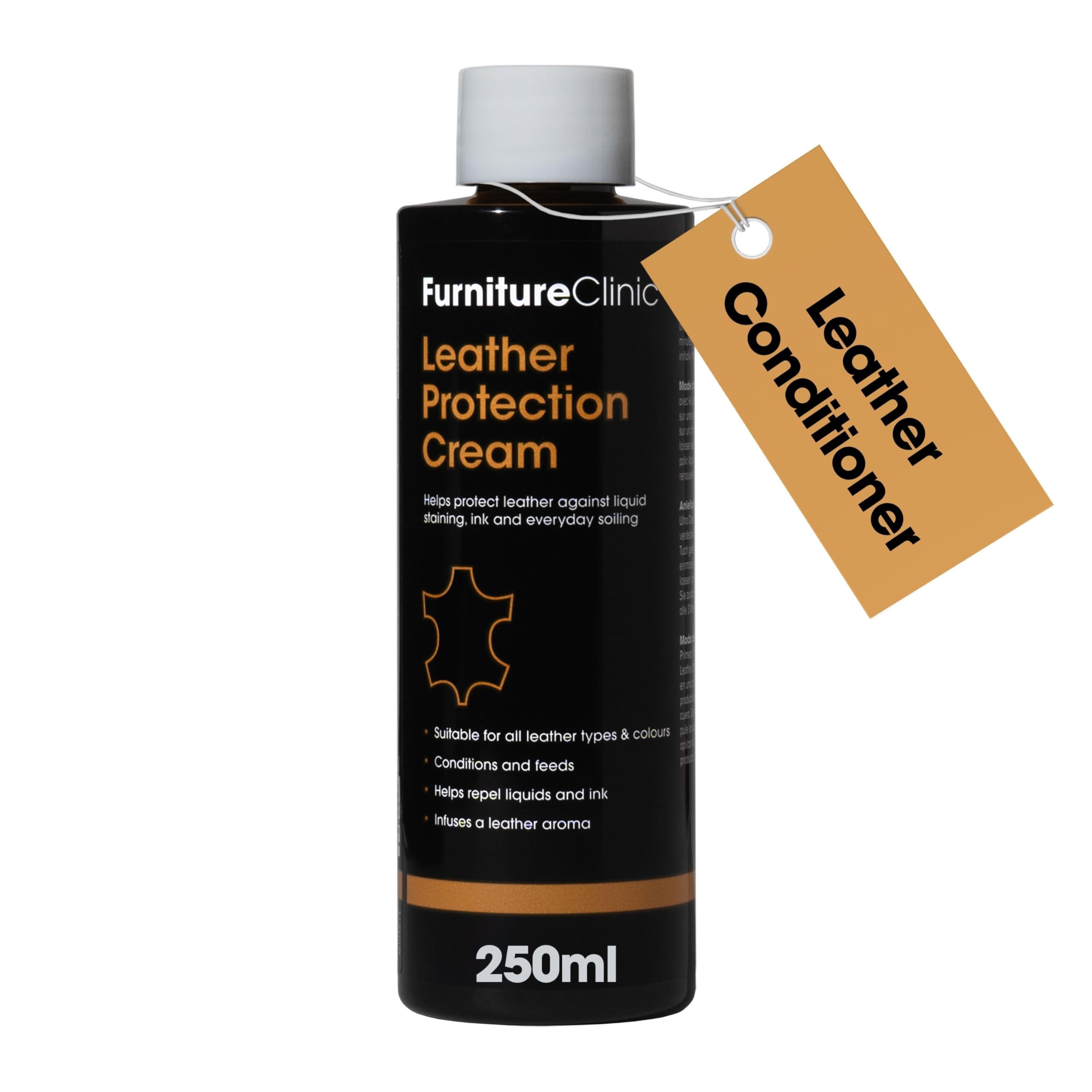 Leather Conditioner and Protection Cream - 250ml - Leather Sofas, Furniture, Car Seats, Shoes, Boots, Bags, Purses | Suitable for Dark or Light Leather