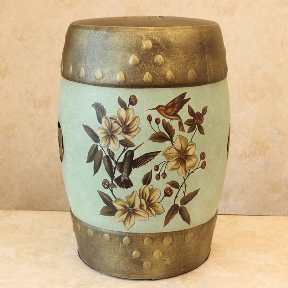 Shoe stool LUYIASI- European Retro Ceramic Stool American Garden Classical Creative Crafts Classic Drum(32x46cm) (Color : C)