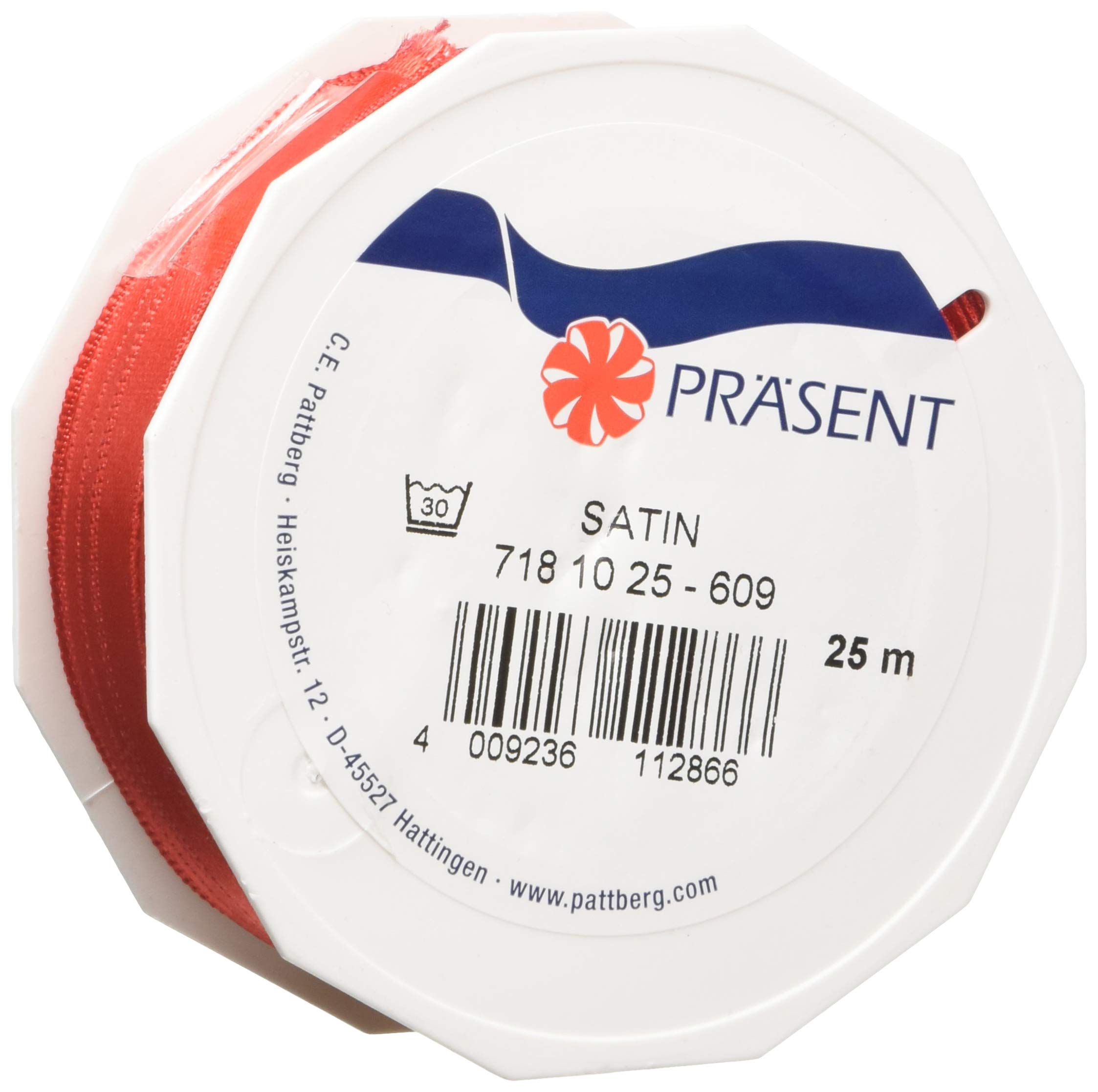 C.E. Pattberg SATIN red gift ribbon, 27 yards for Wrapping Gifts, 0.39 inches width, Ribbon for Decorating & Crafting, Decorative Ribbon for Gifts, for every occasion — image 1