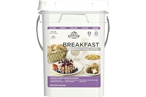 AUGASON FARMS Breakfast Variety Kit Emergency Food Supply, 162 Servings, 20 Year Shelf Life, 6 Breakfast Varieties - Dehydrated Meals, Survival Food Camping Essentials, 4 Gallon Bucket