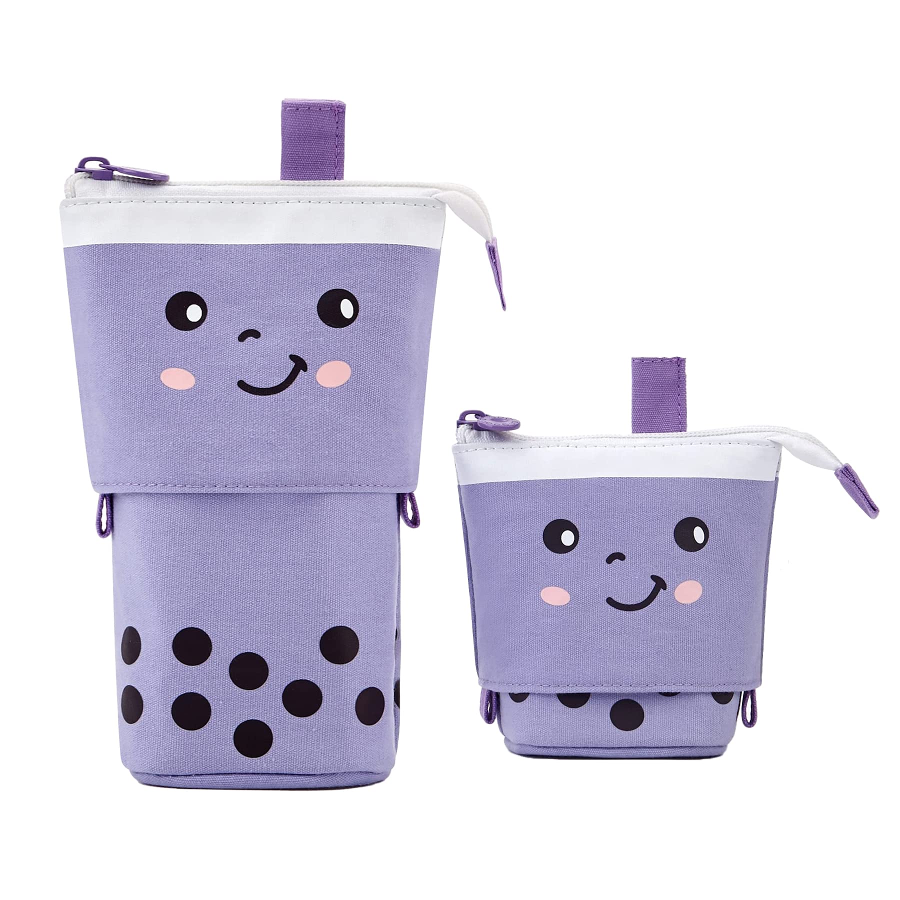 School Case, 2-in-1 Telescopic Pencil Case, Vertical Pencils, Pencil Case, Office Stationery School Supplies Organizer Makeup for Girls, Boys, Teenagers, Students Adults, Tea with Taro Milk, té de la