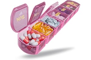 Large Pill Organizer Weekly - SHIJOINYU 7 Day Pill Box with Easy-Open Design, Daily Medicine Pill Organizer for Vitamins, Sup