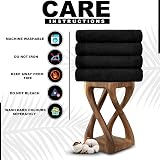 Lions Bath Towels Set of 4 600 GSM Egyptian Cotton Large 75x135cm Black view 2