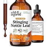 Wild & Organic Stinging Nettle Leaf Tincture - Urinary Tract Support - Stinging Nettle Extract Liquid Drops - Urtica Dioica Supplement - 5-Month Supply - Vegan, Sugar & Alcohol-Free - 4 fl oz
