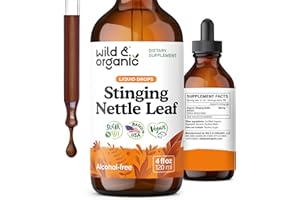 Wild & Organic Stinging Nettle Leaf Tincture - Urinary Tract Support - Stinging Nettle Extract Liquid Drops - Urtica Dioica Supplement - 5-Month Supply - Vegan, Sugar & Alcohol-Free - 4 fl oz