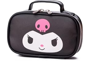 NGCJZF Kawaii Kuromi Bag, Kuromi Makeup Bag, Cute Cartoon Cosmetics Bag, Mini Travel Toiletry Bag, Waterproof Reusable Faux Leather Kuromi Accessories for Women (Black)