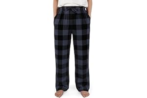 IHU Cotton Boys Pajama Pants Kids Plaid Pajamas Bottom Flannel Soft Lounge Pants With Drawstring and Pockets