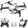 Drones for Kids - Mini Drone with Camera for Adults and Beginners, RC Helicopter Toys Gifts for Boys Girls, 1080P HD Foldable FPV Quadcopter with One Key Start/Land, Altitude Hold, 2 Batteries, Silver