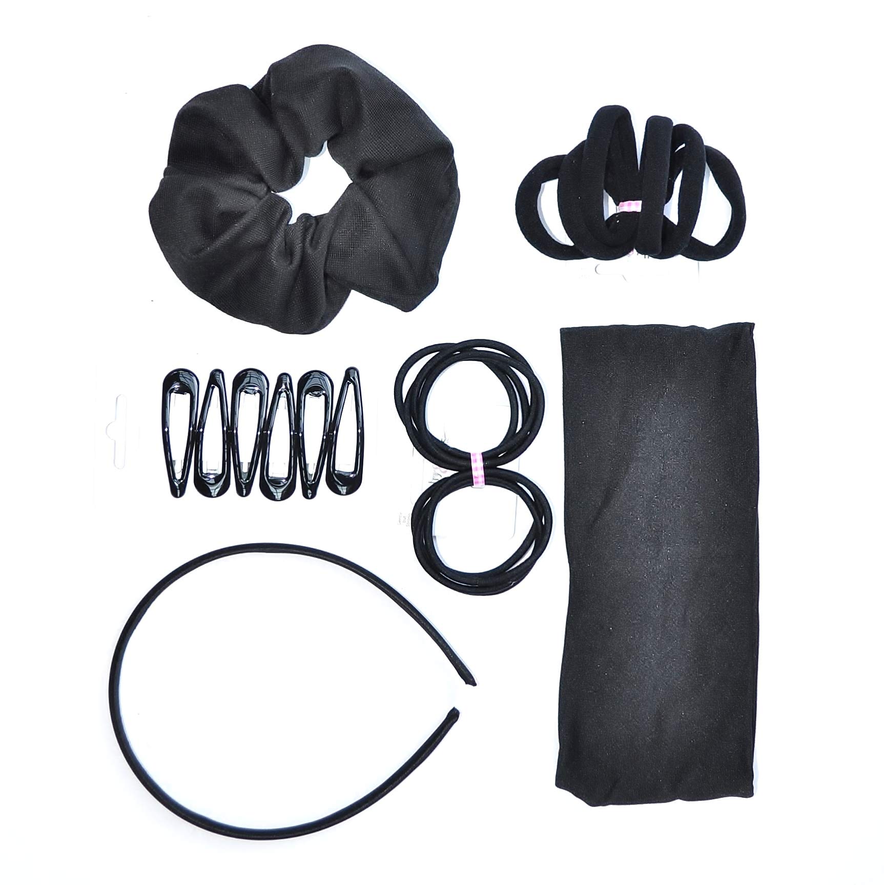 23 x Piece Girls Black School Hair Accessory Pack Ladies Basic Black Hair Accessories