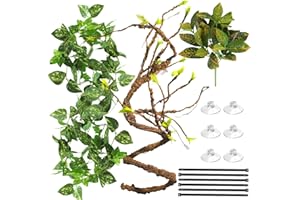 ReptiKing Reptile Terrarium Decor Plants, Hanging Vines, Fake Plants for Reptile Enclosure, Ideal for Chameleon Bearded Dragon Lizard Gecko Tank Accessories