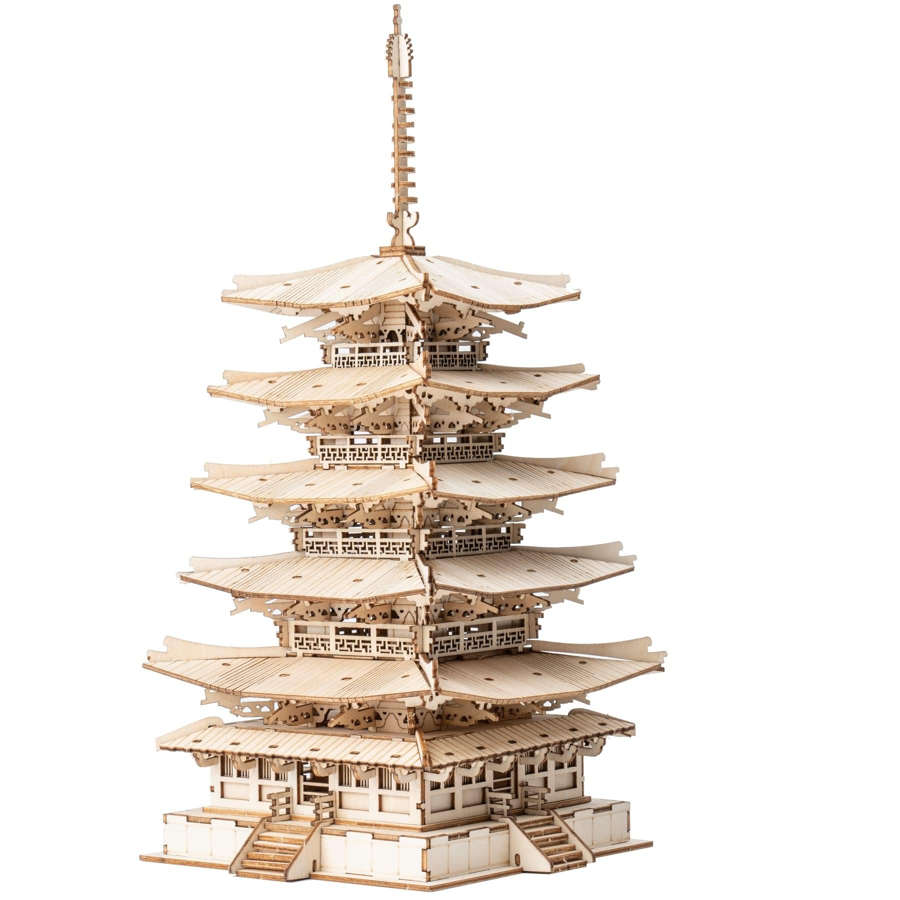 ROBOTIME 3D Puzzles Wooden Model Kits To Build Adults DIY Five-Storied Pagoda Mechancial Building Construction Creative Jigsaw Best Gift for Teens