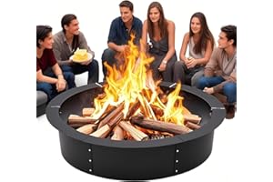 60 in Smokeless Fire Pit Ring, Easy Install Iron Sheets, Ventilation Holes for Full Wood Burn, Rust-Proof Painted Steel, Outd