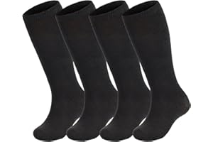 Zando 4 Pairs Soccer Socks Youth Girls Black Knee High Sport Breathable BaseballYouth Kids Tube Long School Uniform Socks Black 4 6-9 Years