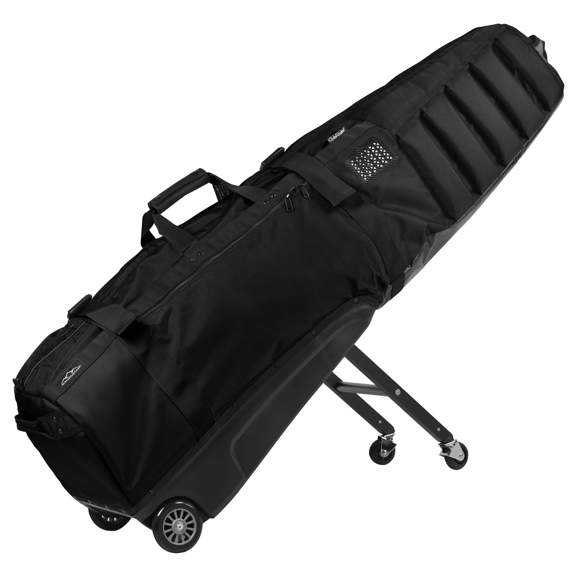 Sun Mountain ClubGlider Meridian Golf Travel Bag – 4-Wheel Rolling System, Extendable & Retractable Legs for Easy Transport, Effortless Travel & Maneuverability – Black