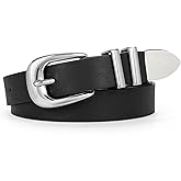 WERFORU Women Leather Belt Fashion Leather Waist Belt for Pants Jean Ladies Western Belt with Gold/Silver Buckle