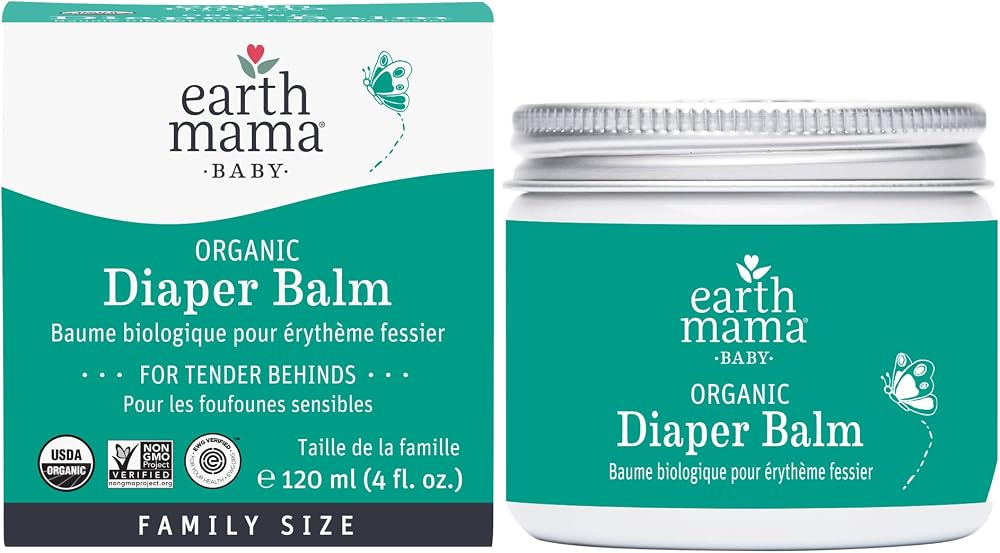 Earth Mama - Organic Diaper Balm - 4 fl oz | Diaper Cream for Baby, Safe for Sensitive Skin, Baby Essentials
