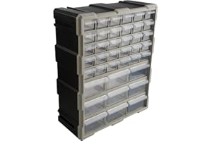 Stalwart 39-Drawer Plastic Small Parts Organizer - Desktop or Wall Storage Drawers for Organizing Hardware, Crafts, Garage, or Classroom (Black)